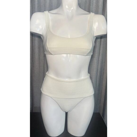 L Space NWT Desi Ribbed High Waist Jess Ribbed Swimsuit Bikini XS AND Small - Picture 1 of 16